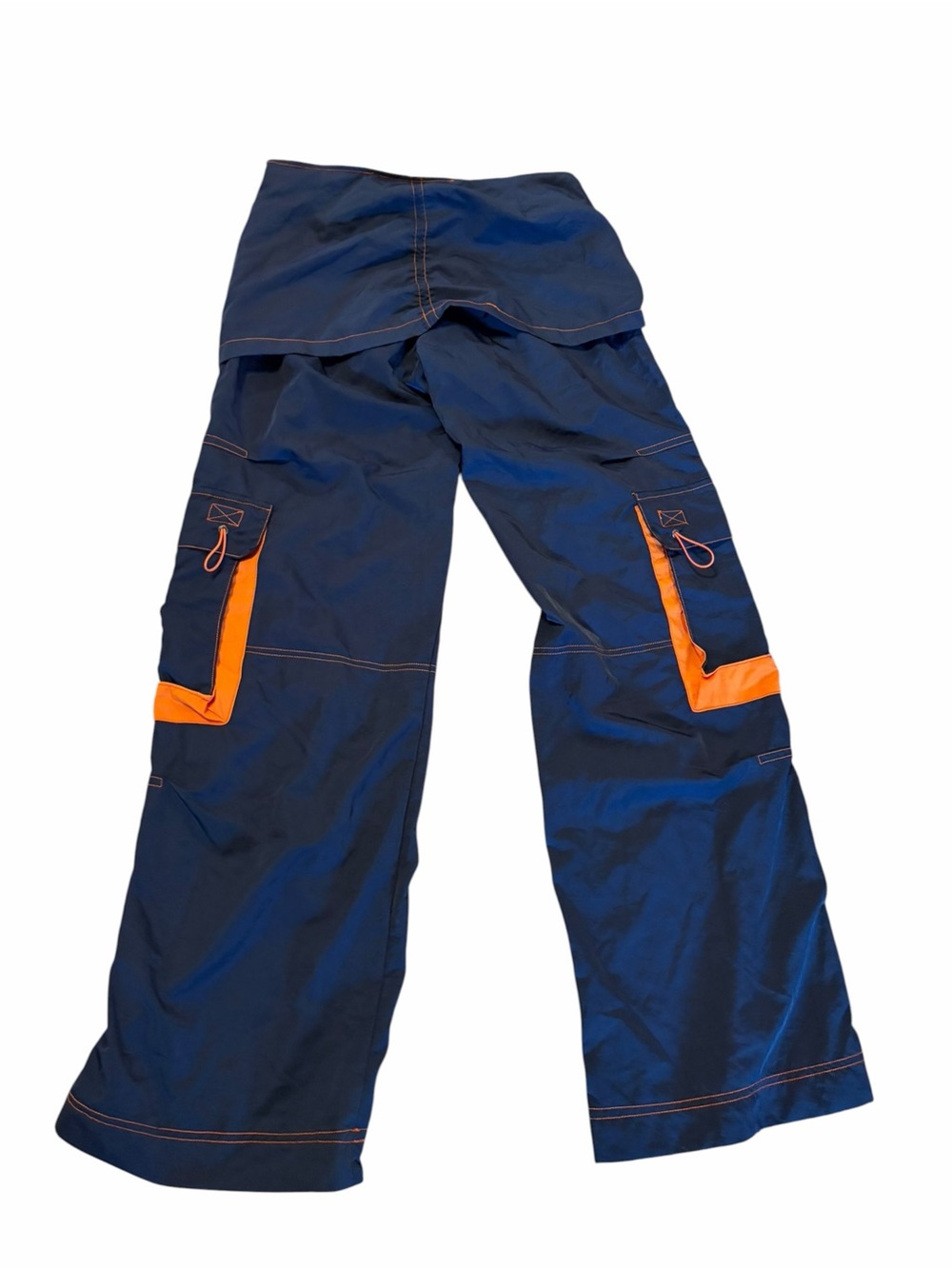 BASIC PLEASURE NWOT Navy Tangerine Skirt Trouser Nylon Y2K Blokecore - Picture 6 of 13